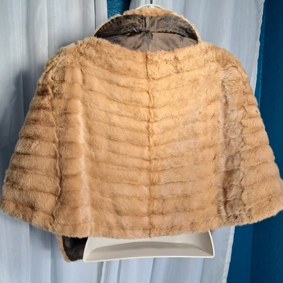 Vintage Stripling's Real Fur Shawl Stole Wrap Carmel Tan Brown Monogrammed - Picture 14 of 17